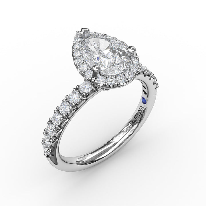 Classic Diamond Halo Engagement Ring with a Gorgeous Side Profile