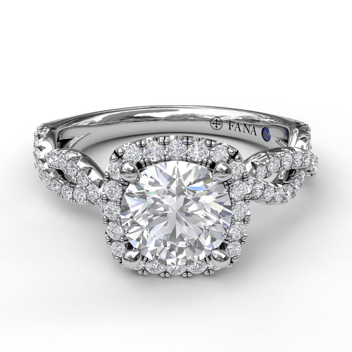 Cushion Halo Twist Engagement Ring