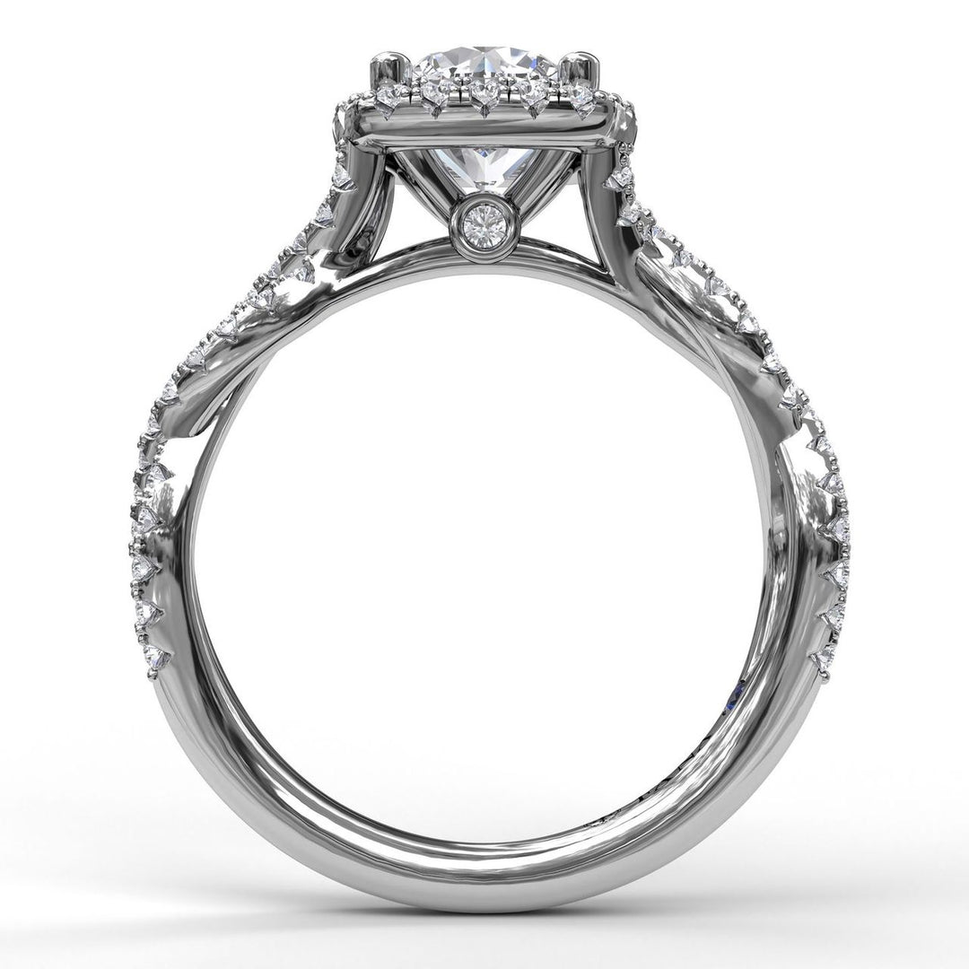 Cushion Halo Twist Engagement Ring