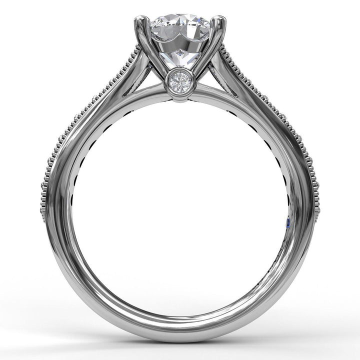 Classic Diamond Engagement Ring with Detailed Milgrain Band