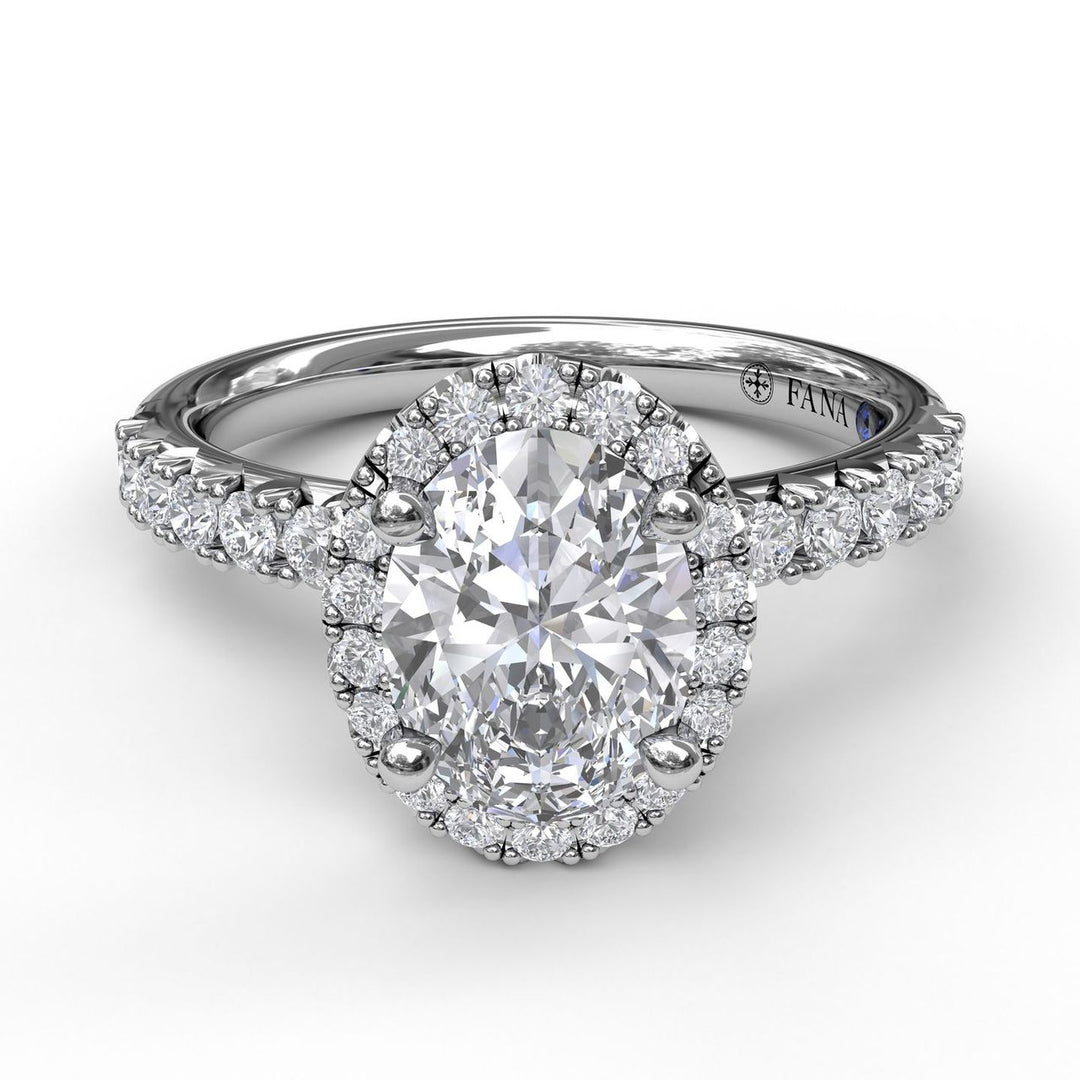 Classic Diamond Halo Engagement Ring with a Gorgeous Side Profile