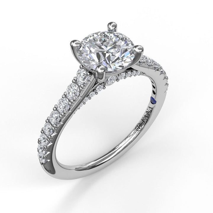 Delicate Classic Engagement Ring with Delicate Side Detail