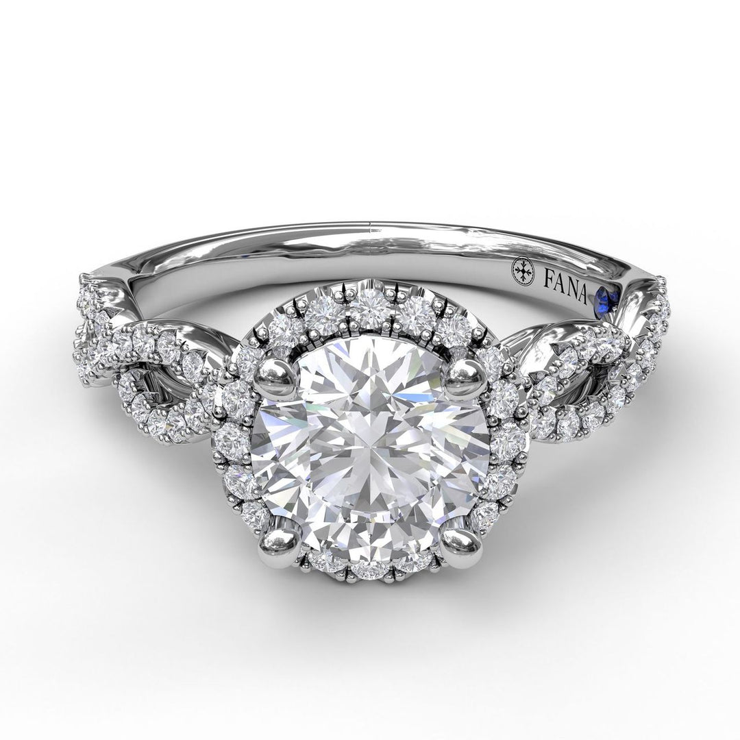 Round Halo Twist Engagement Ring