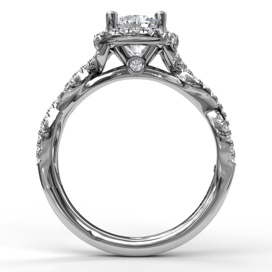 Round Halo Twist Engagement Ring