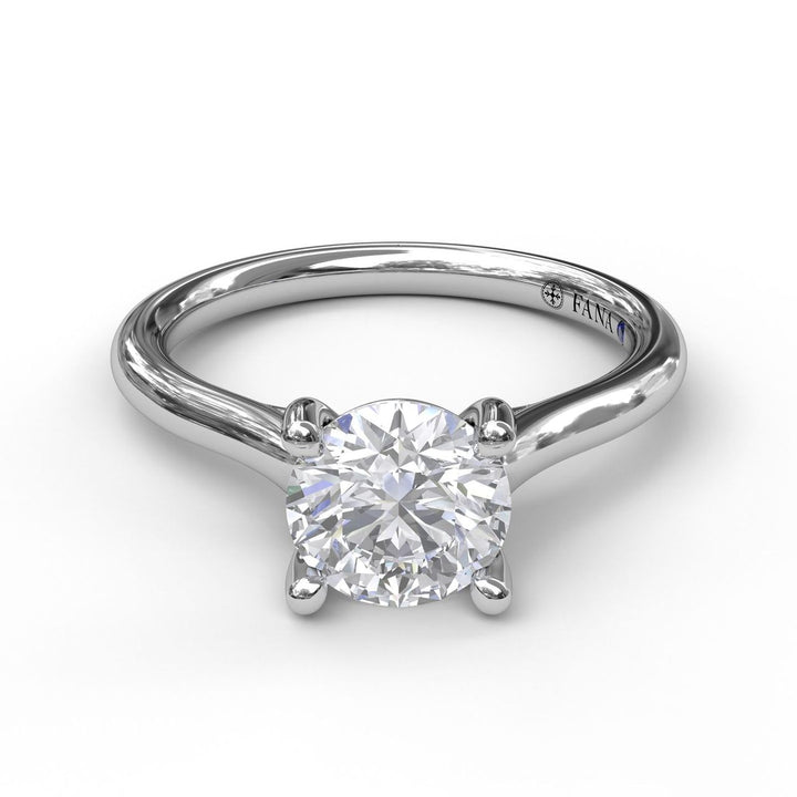 Round Solitaire With Cathedral Band Engagement Ring