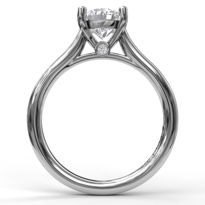 Round Solitaire With Cathedral Band Engagement Ring