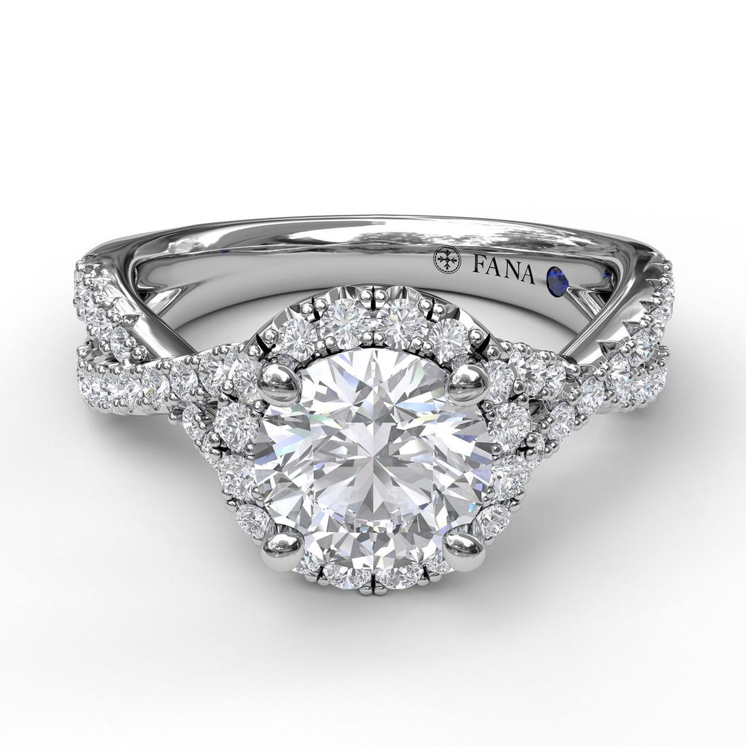 Round Halo Twist Engagement Ring