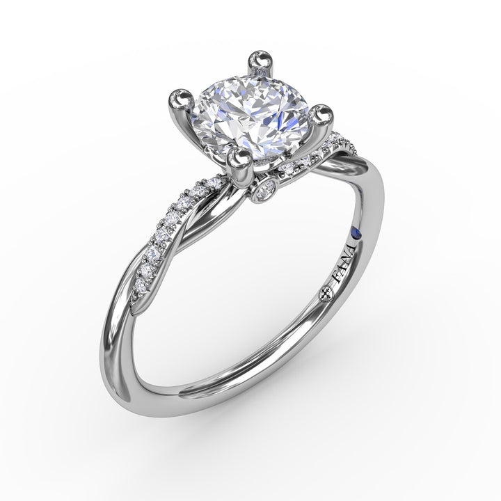 Classic Round Diamond Solitaire Engagement Ring With Twisted Shank