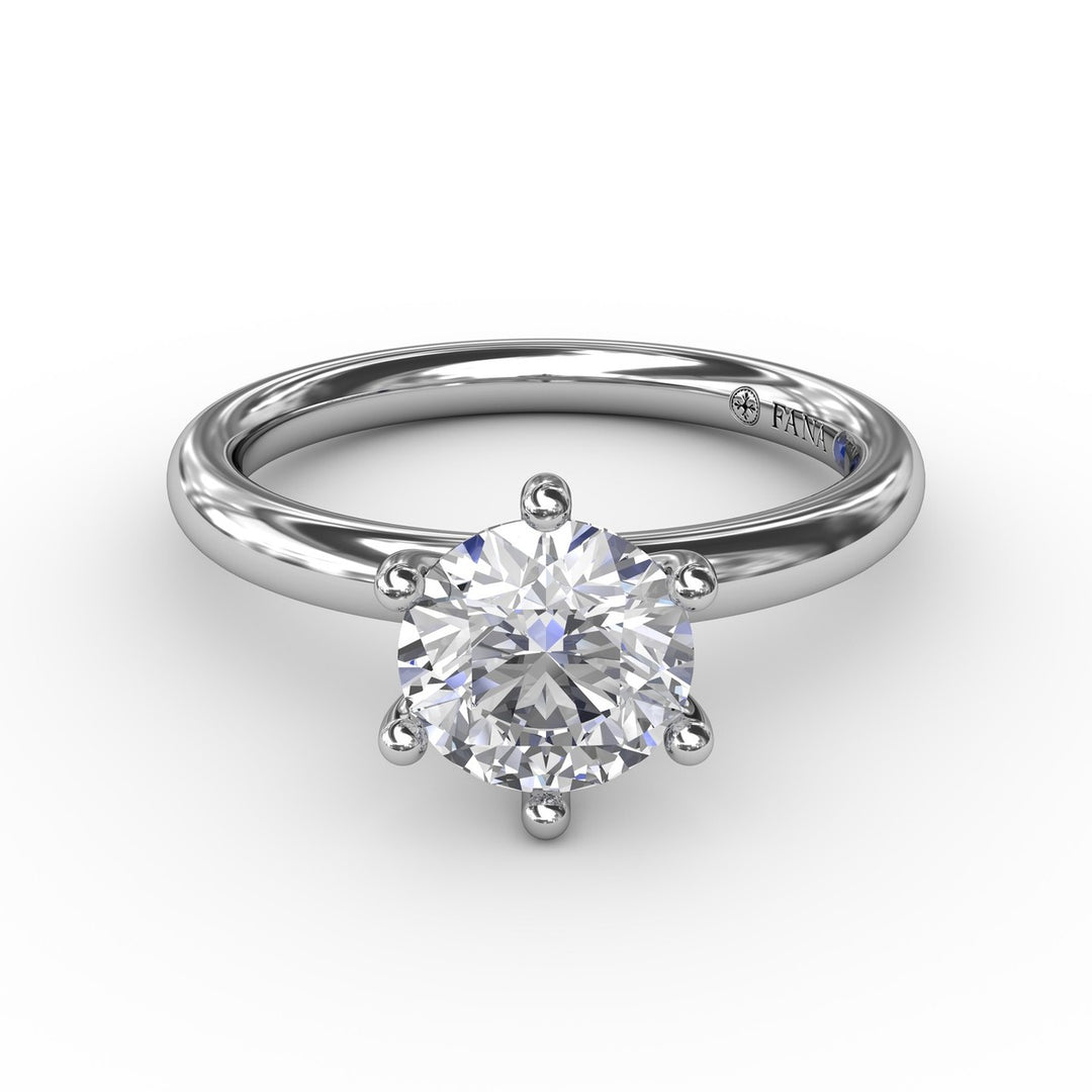 Classic Six-Prong Round Diamond Solitaire Engagement Ring