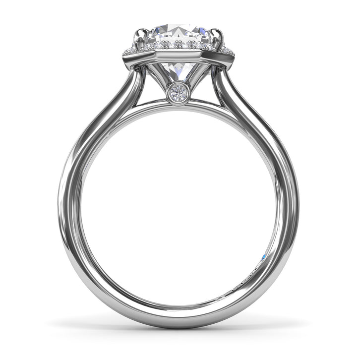 Octagon Halo Diamond Engagement Ring