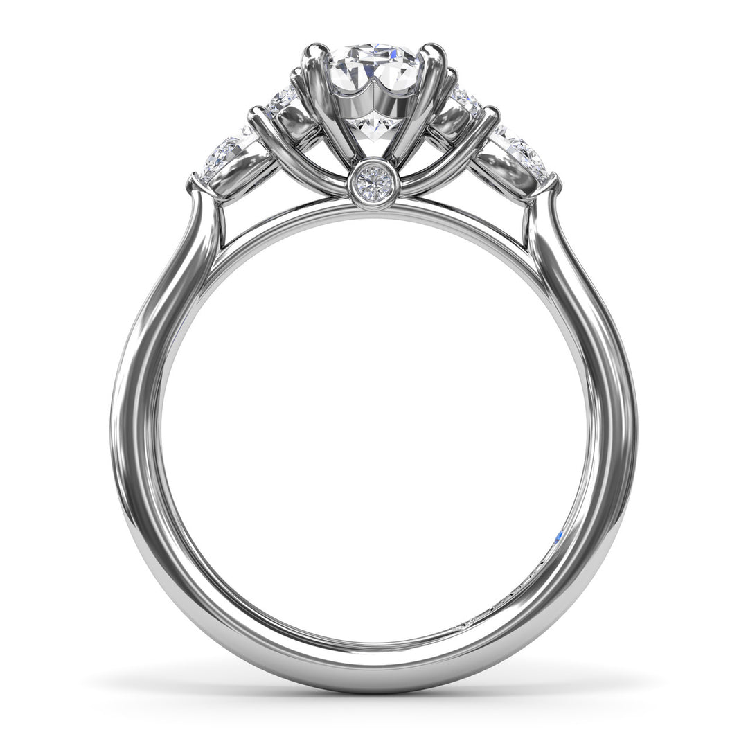 Pear Side Cluster Diamond Engagement Ring