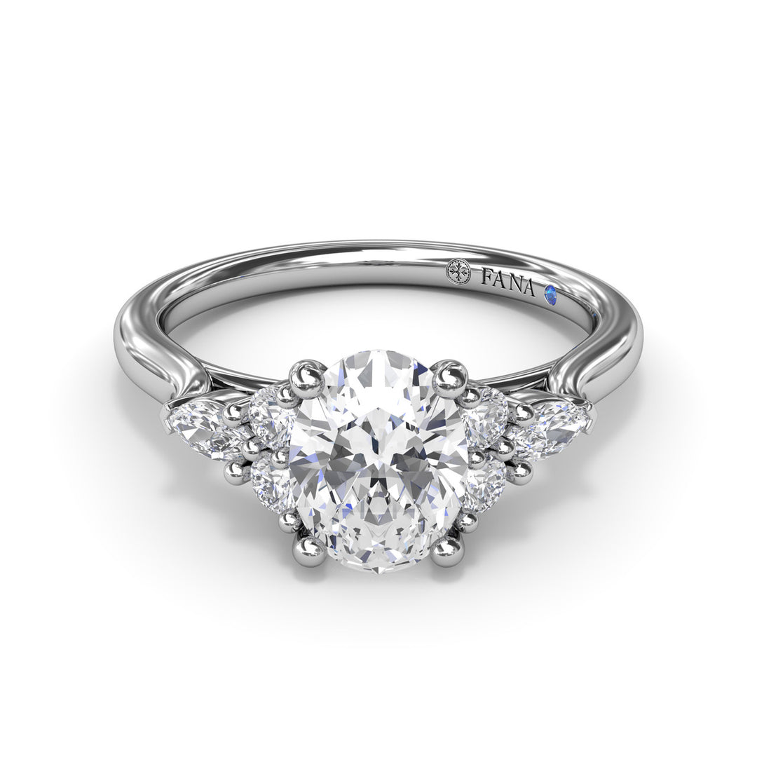 Marquise Side Cluster Diamond Engagement Ring