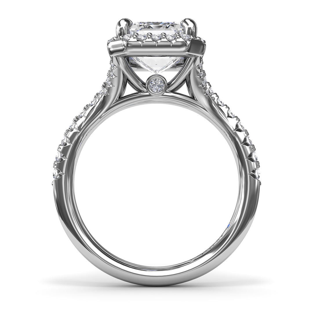 Split Shank Diamond Halo Engagement Ring