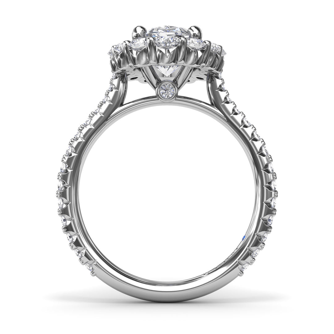 Floral Halo Diamond Engagement Ring