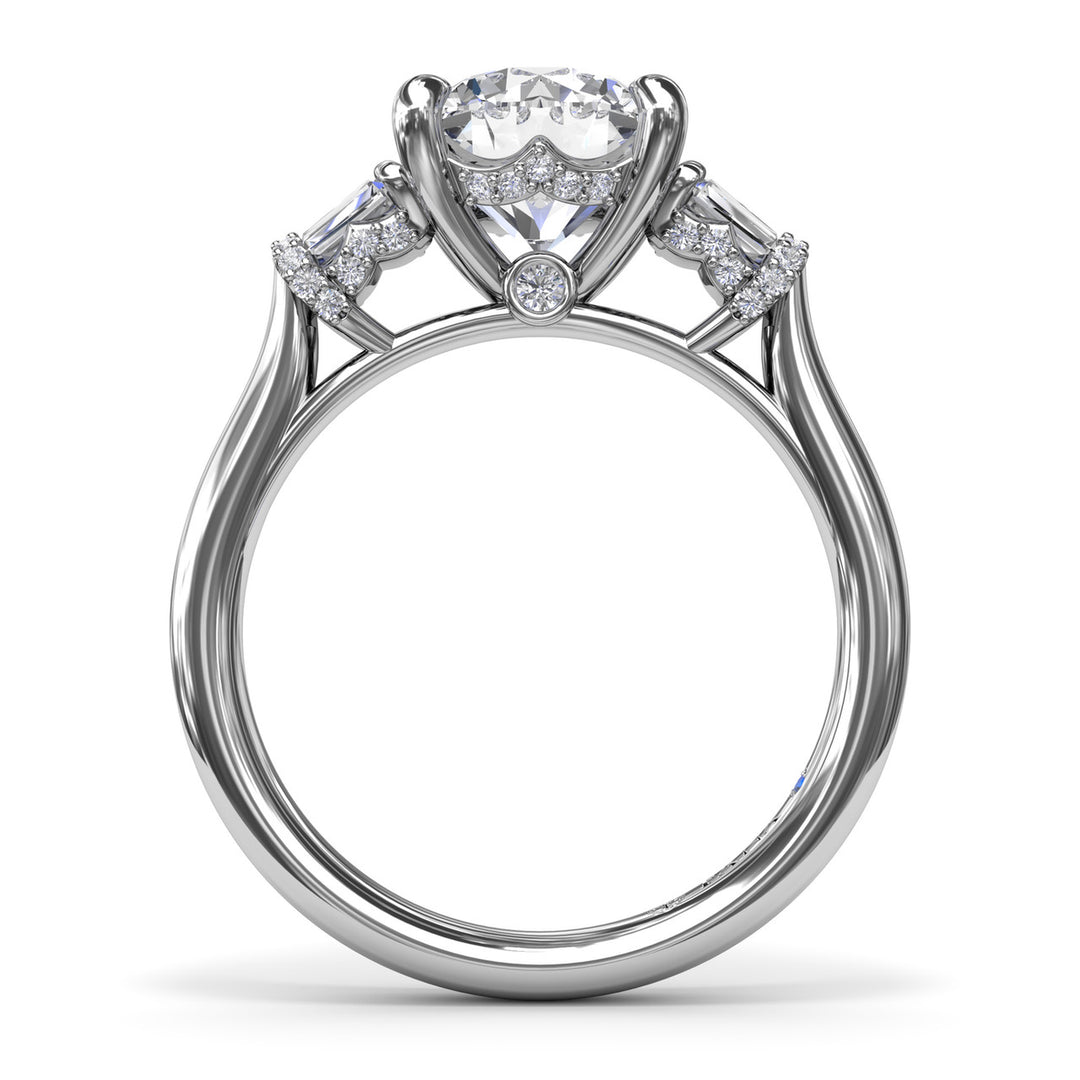 Double Baguette Diamond Engagement Ring