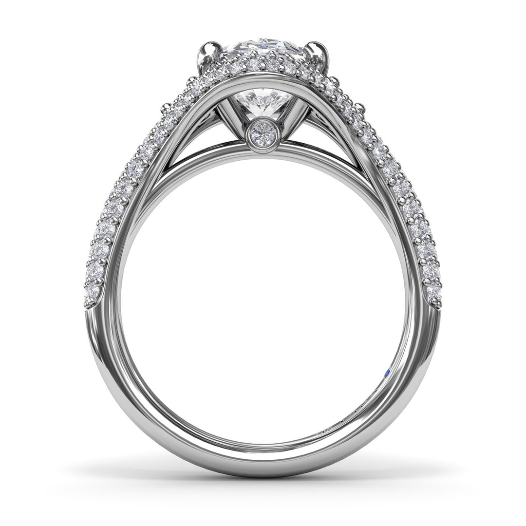 Double Pavé Diamond Halo Engagement Ring