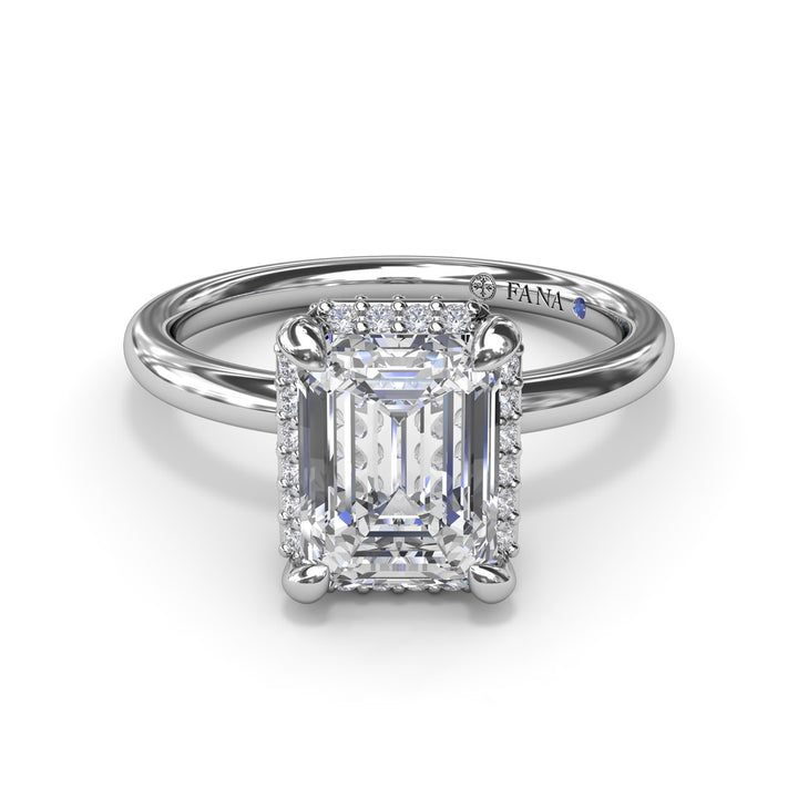 Emerald Cut Halo Diamond Engagement Ring