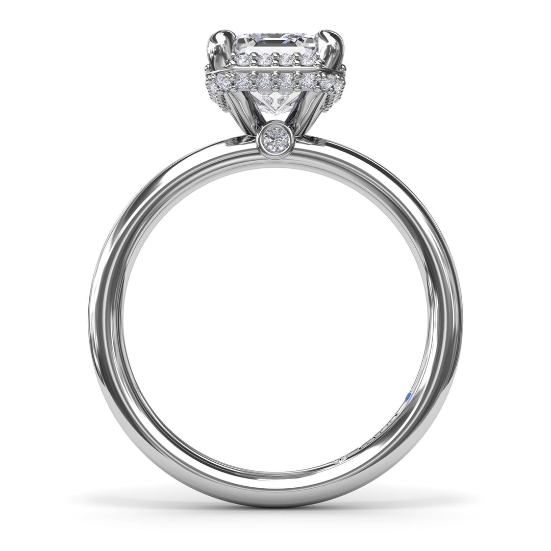 Emerald Cut Halo Diamond Engagement Ring