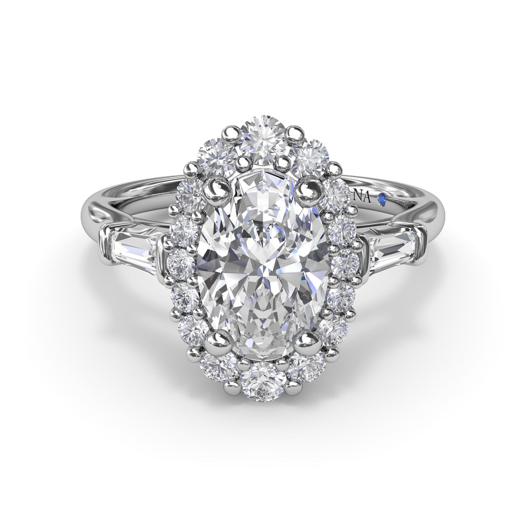 Diamond Baguette Halo Engagement Ring