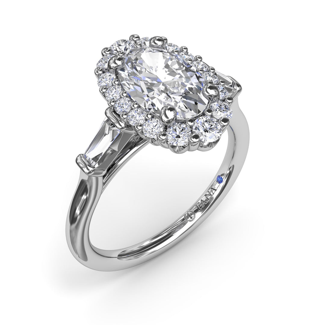 Diamond Baguette Halo Engagement Ring