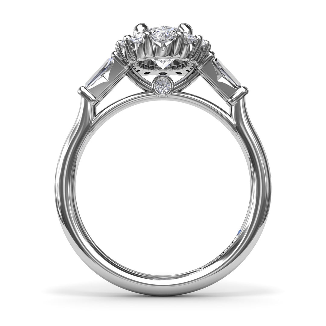 Diamond Baguette Halo Engagement Ring