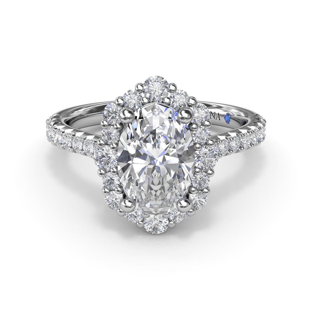 Oval Diamond Graduated Halo Engagement Ring