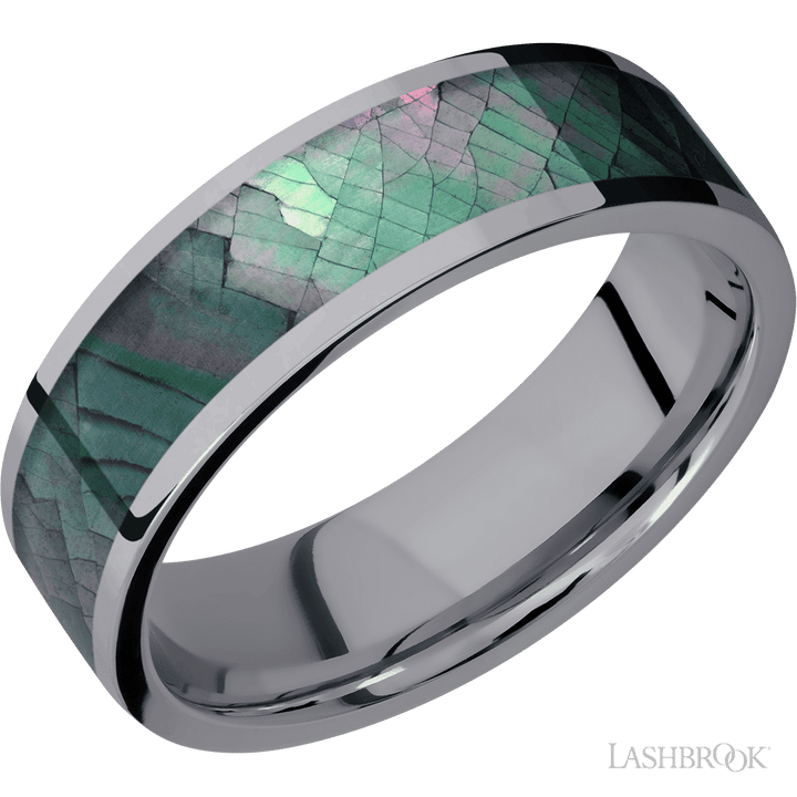 Tantalum with Polish Finish and Black Mother of Pearl Inlay