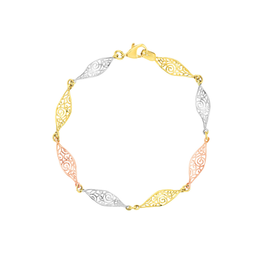 Tri-Color Twisted Filigree Bracelet