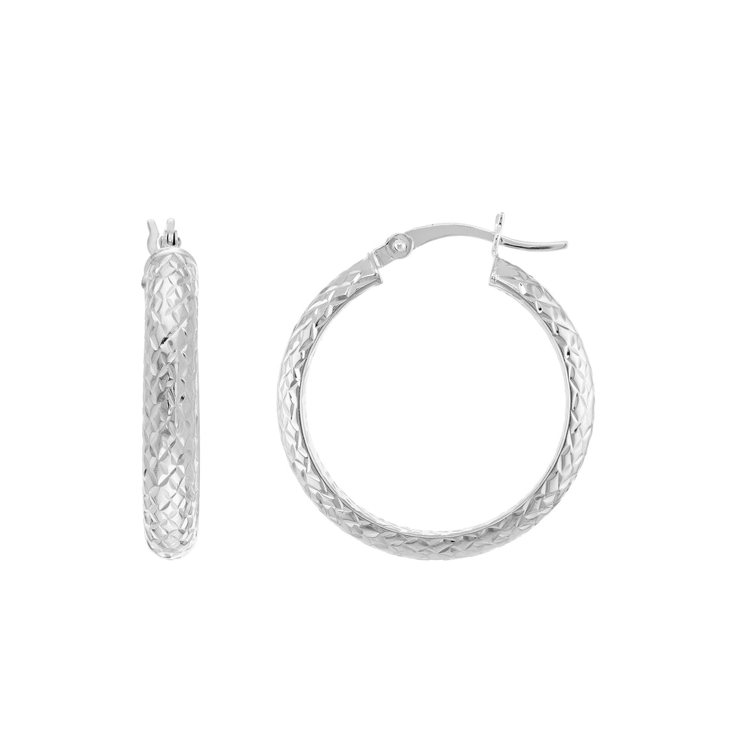 25mm x 4mm Diamond-Cut Hoop Earrings