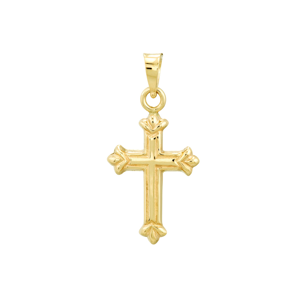 3D Fleur Detailed Cross Pendant