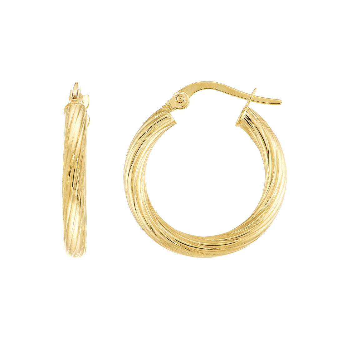 Fluted Spiral Tube Hoop Earrings