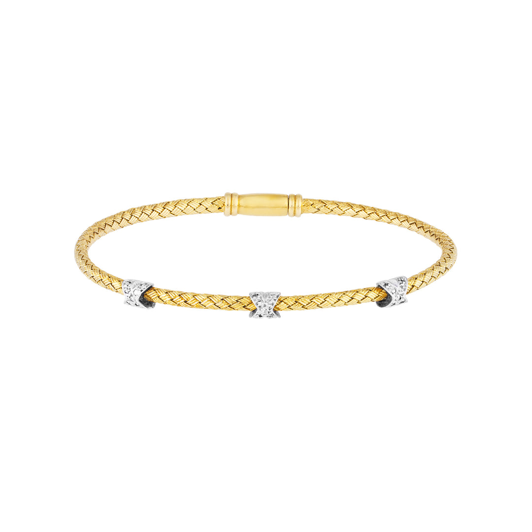 Cross-Cross Diamond Yellow/White Mesh Bangle