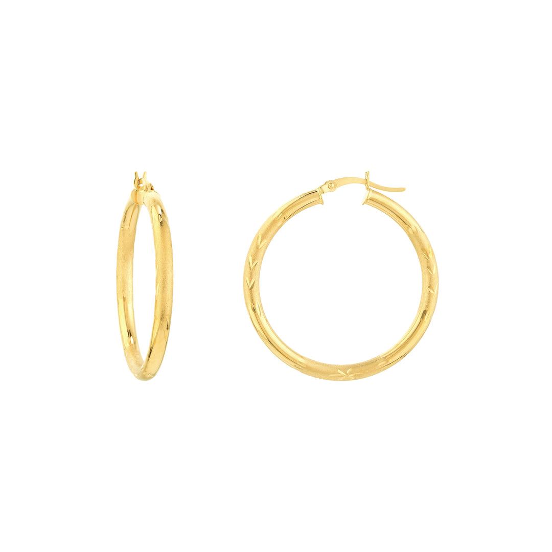 3x35mm D/C Florentine Round Hoop Earrings