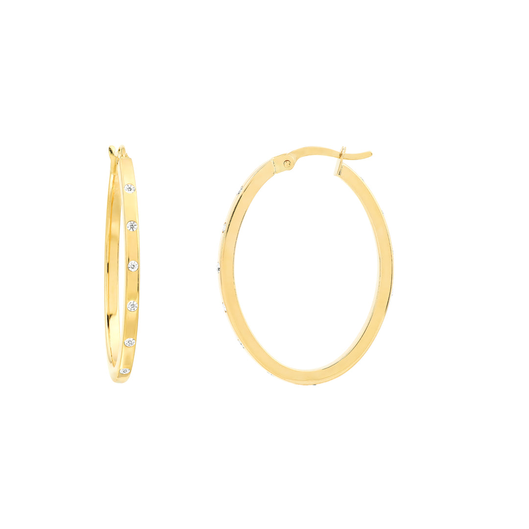 CZ Oval Hoop Earrings