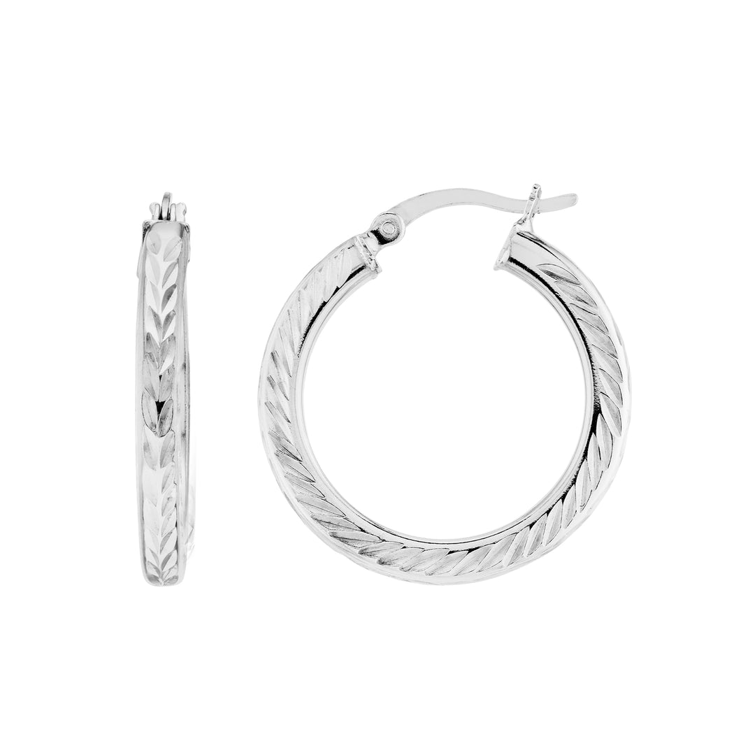 Sterling Silver Diamond-Cut Hoop Earrings