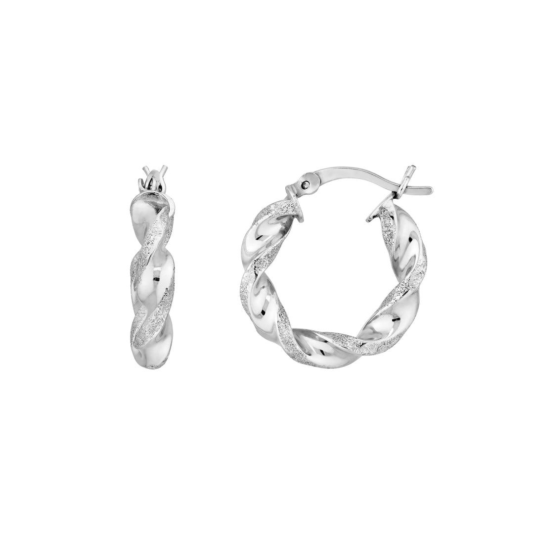 High Polished Texture Twist Hoop Earrings