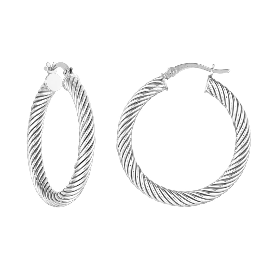 Sterling Silver Twist Hoop Earrings