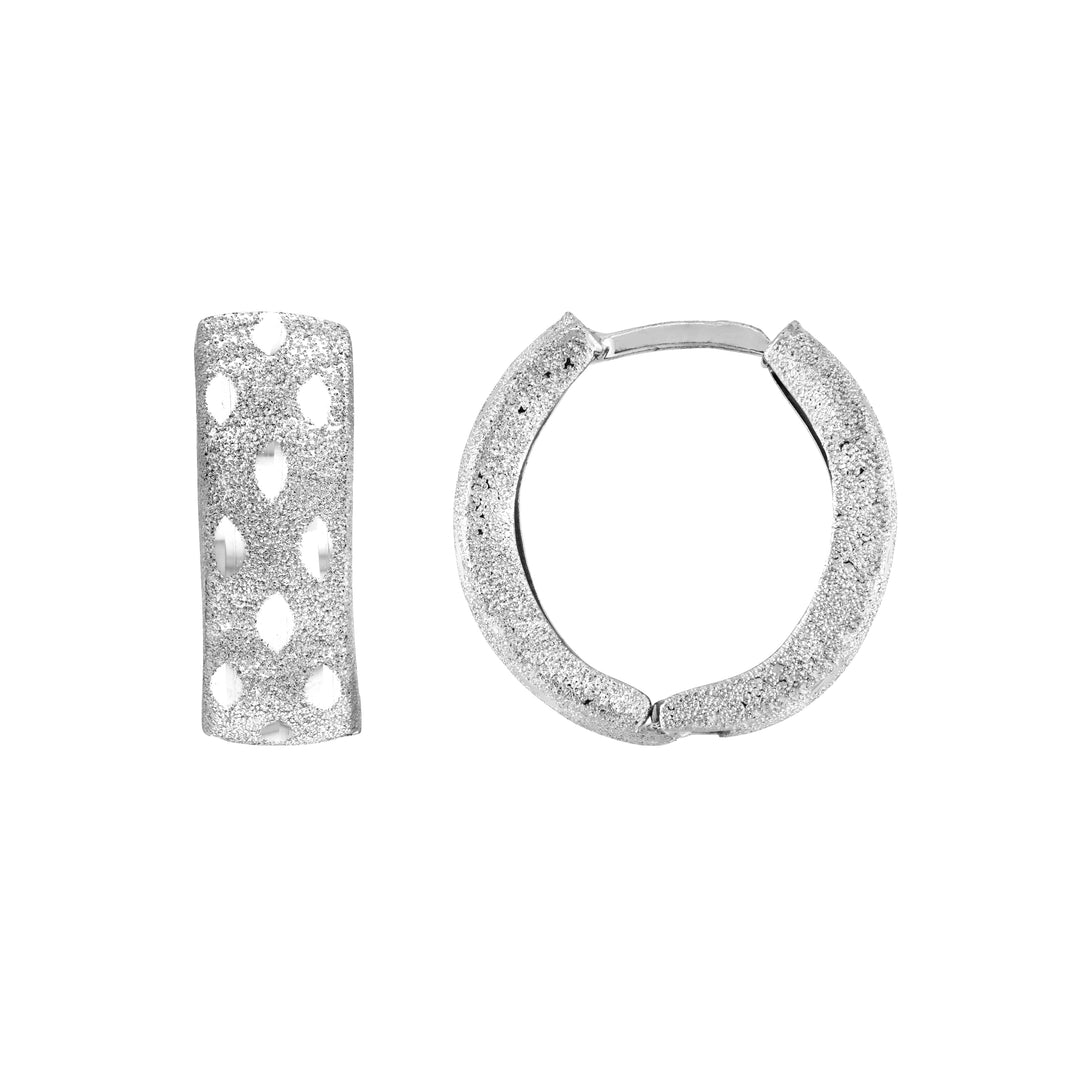 Sterling Silver Laser Hoop Earrings with Diamond-Cut