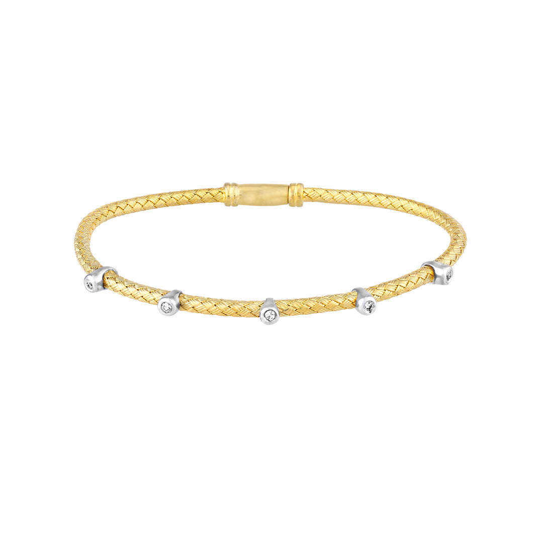 5-Diamond Yellow/White Mesh Bangle