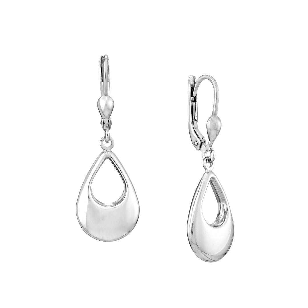 Plated Sterling Silver Open Teardrop Dangle Earrings