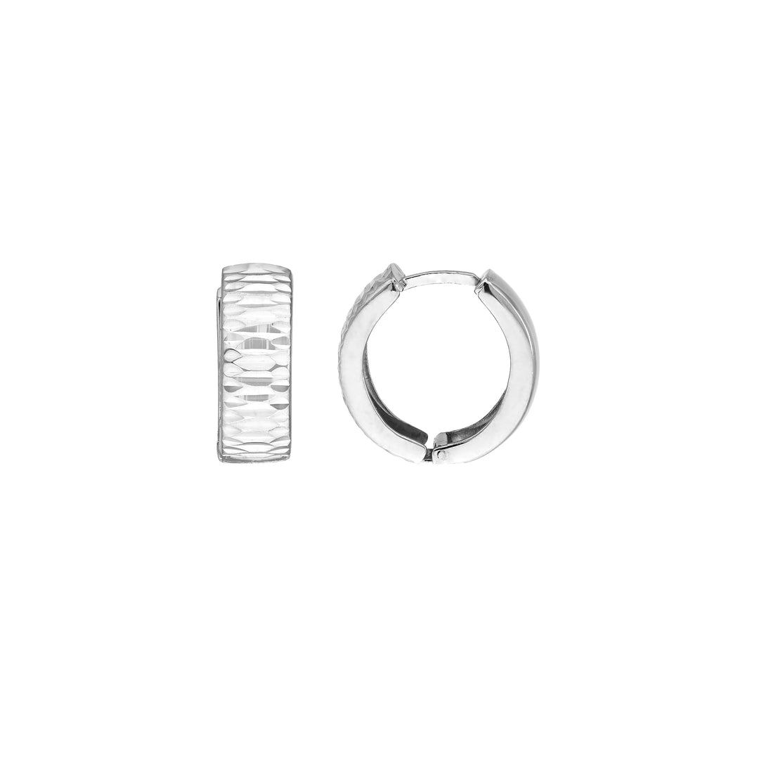 Sterling Silver Edged Diamond Cut Hoops