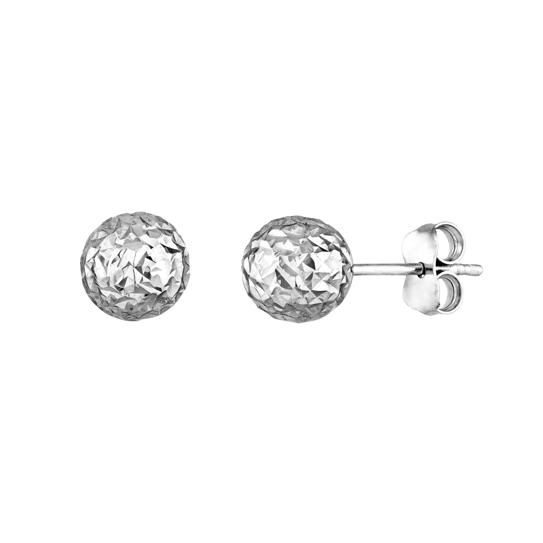 Sterling Silver 7mm Diamond-Cut Ball Stud Earrings