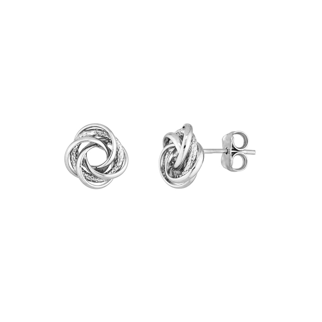 Sterling Silver Polished/Textured Love Knot Stud Earrings