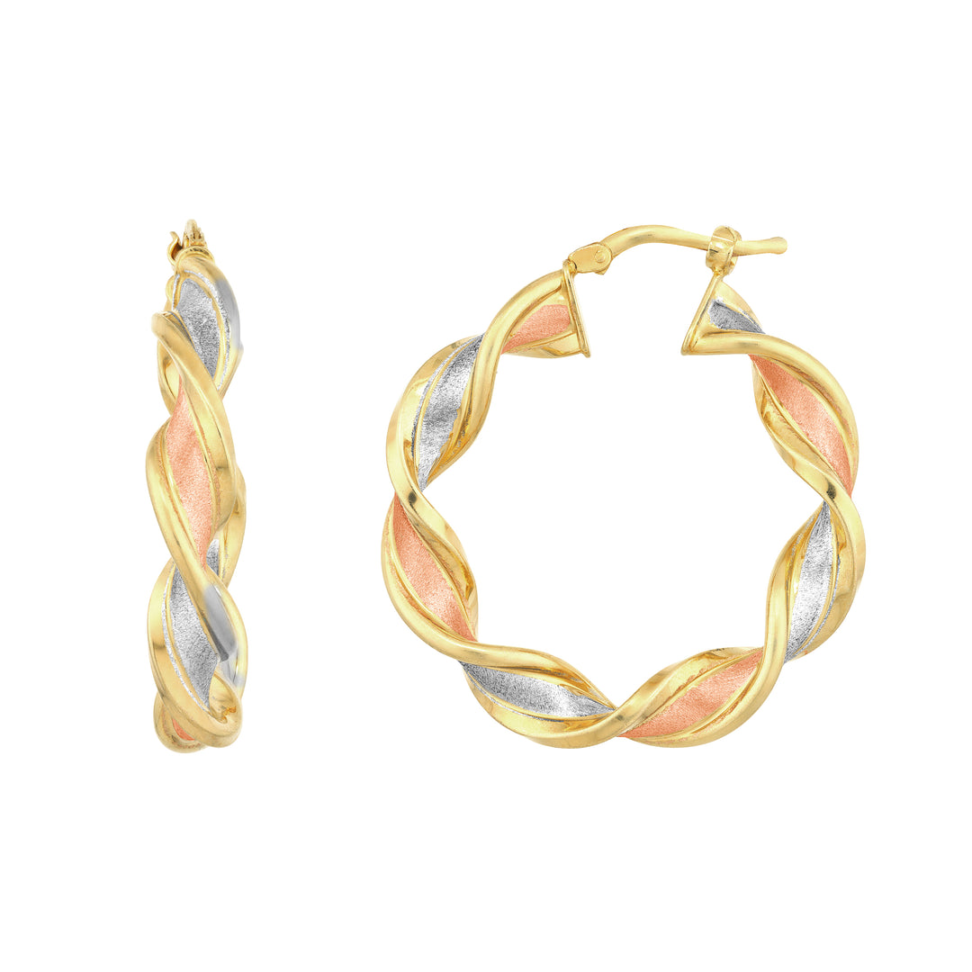 Plated Sterling Silver Twisted Hoop Earrings