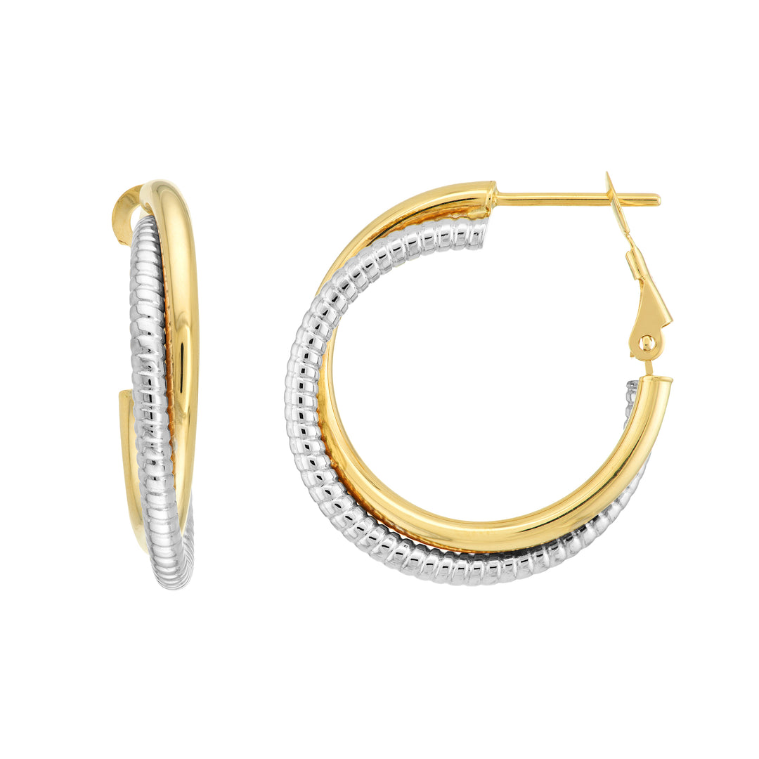 Entwined Hoop Earrings in Two-Tone with Omega Back