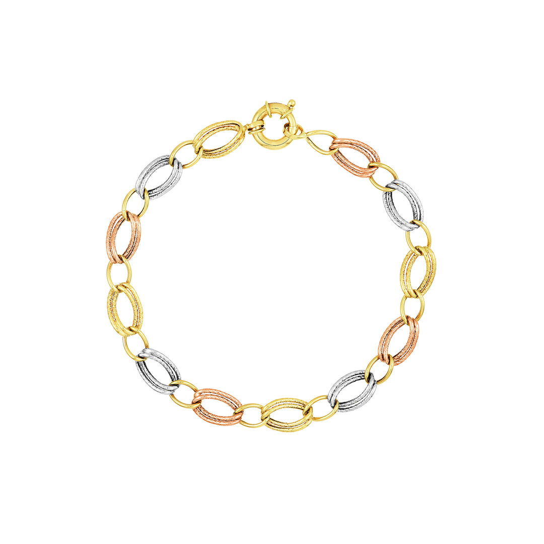 Tri-Colored Textured Link Bracelet