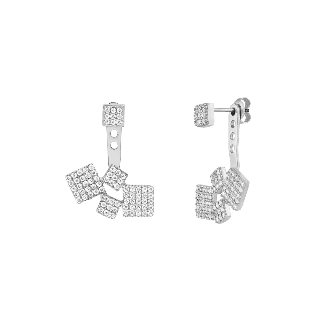 Cube Wht Cz Stud W/wht Cz Cube Charm Ear