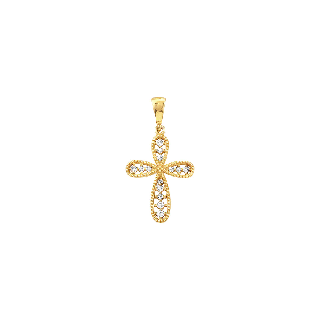 CZ Beaded Filigree Cross Pendant