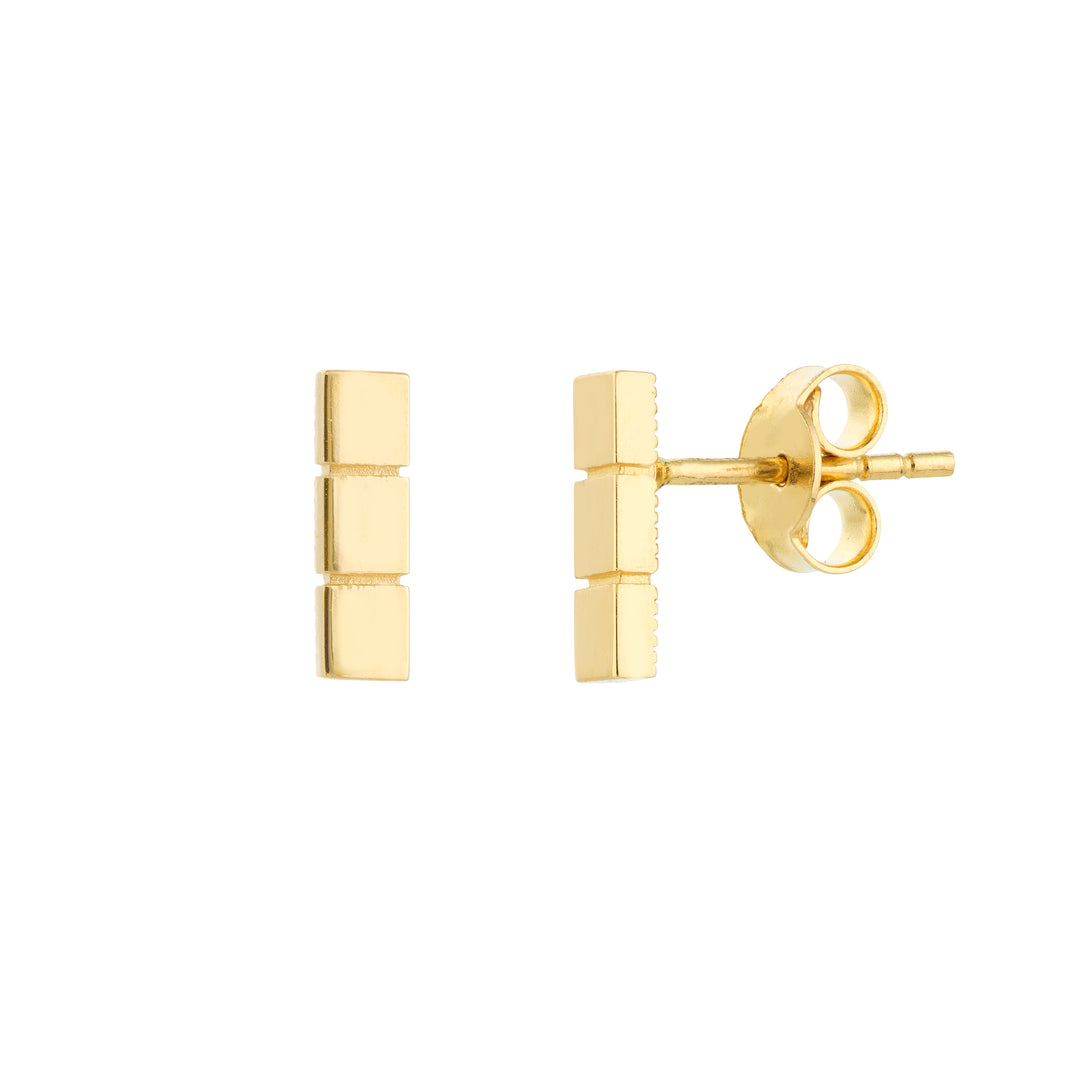 Triple Square Bar Stud Earrings