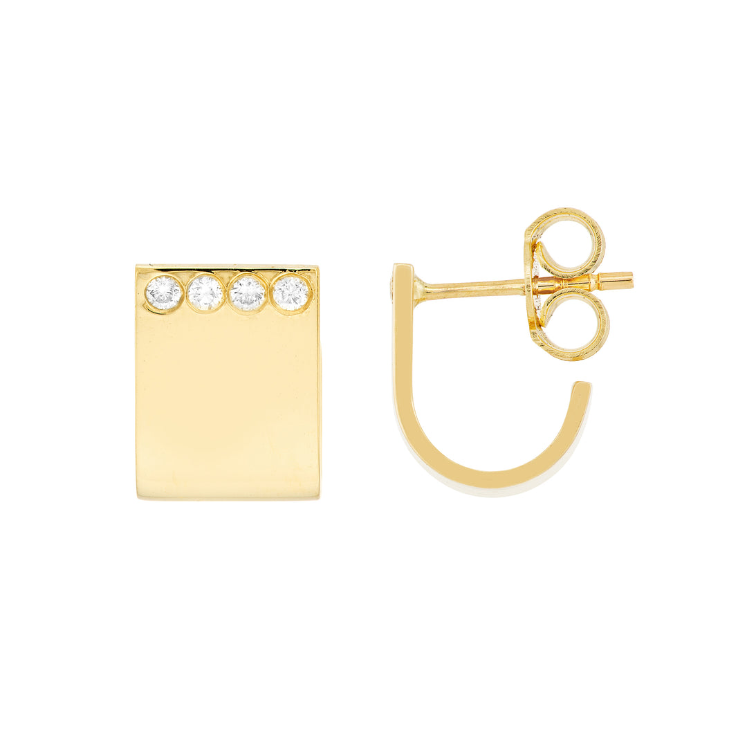 Flushed Diamond J-Huggie Earrings